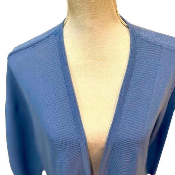 Chicos v neck longline open front lightweight periwinkle blue cardigan large - Picture 6 of 10